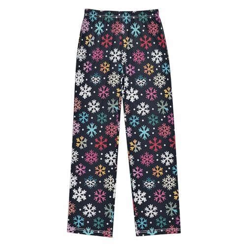 Multicolored Snowflakes Pajama Pants Long Sleep Pants Soft Pajama Bottoms With Pockets