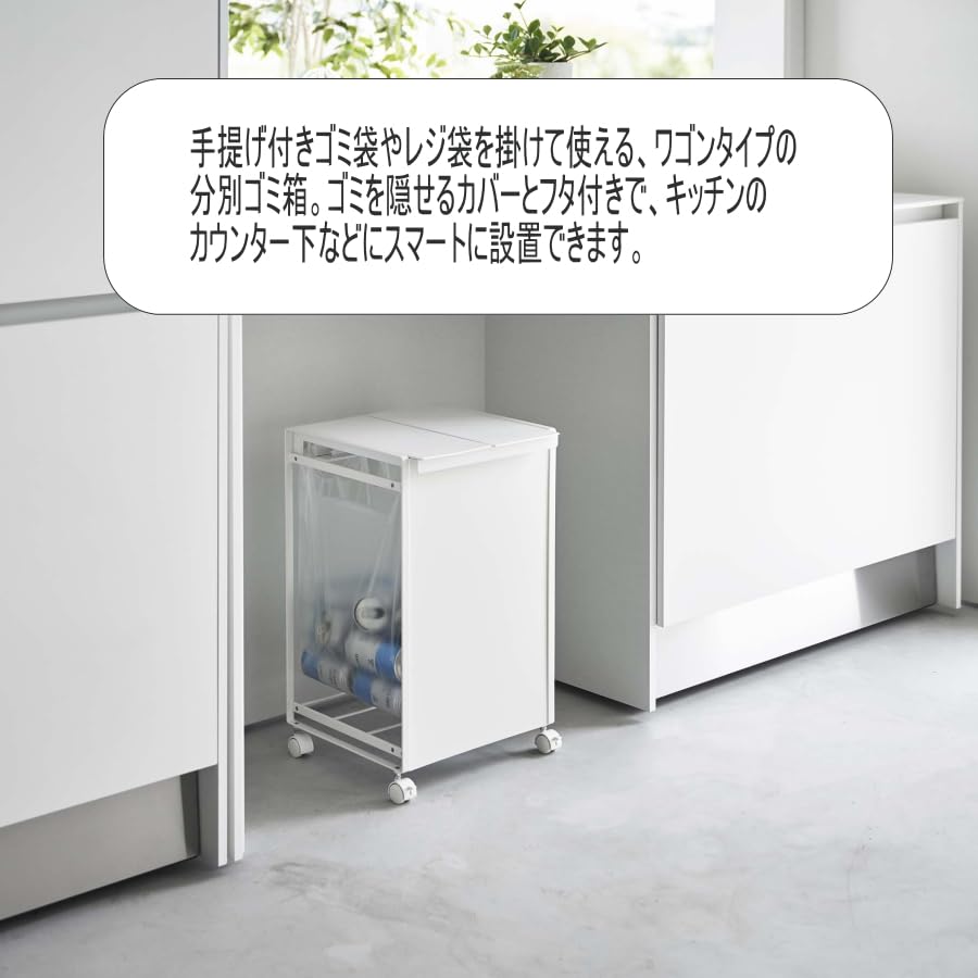 Amazon｜ゴミ箱 分別 レジ袋 蓋付き 目隠し分別ダストワゴン 2分別