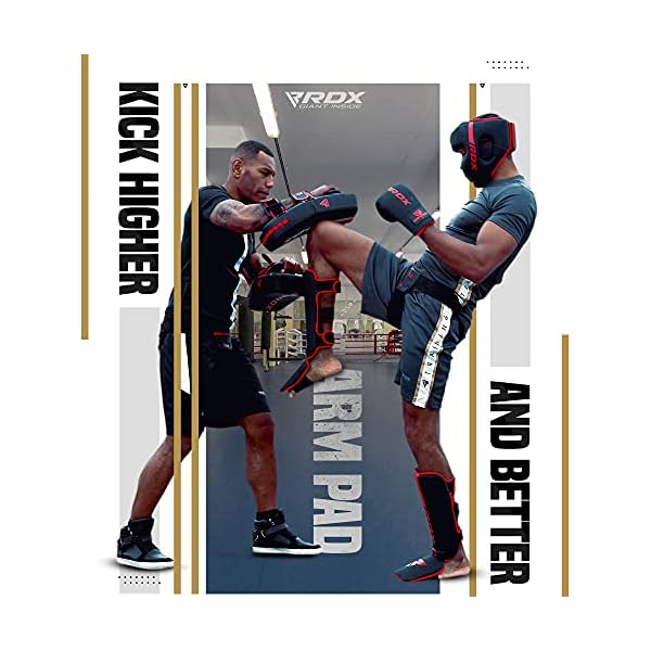 RDX-Thai-Pads-Curved-Kickboxing-Muay-Thai-with-Solid-Handle-Grip-Maya-Hide-Leather-KARA-Strike-Shield-for-Knees-Elbows-Kicks-Punches-Coaching-Training-Boxing-MMA-Martial-Arts-Taekwondo-Combat-Sports RDX Thai Pads Curved Kickboxing Muay Thai with Solid Handle Grip, Maya Hide Leather KARA Strike Shield for Knees Elbows Kicks Punches, Coaching Training Boxing MMA Martial Arts Taekwondo Combat Sports