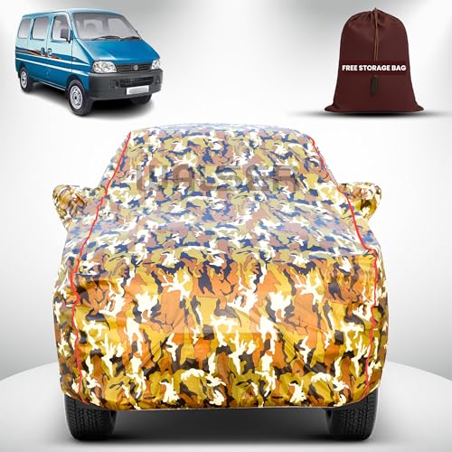 Image of Walser Waterproof Car Cover for Maruti Suzuki Eeco | All-Weather Full Car Body Protection | with Mirror & Antenna Pocket | Dustproof, Windproof & Anti-Scratch Lining, Camouflage