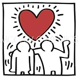 KH03 Keith Haring Abstract Contemporary Pop Art Figure Heart Love Poster (Choose Size of Print) by Picture Peddler