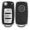 kwmobile autosleutelhoes compatibel met VW Skoda Seat 3-knops autosleutel – TPU beschermhoes in zilver/zwart…