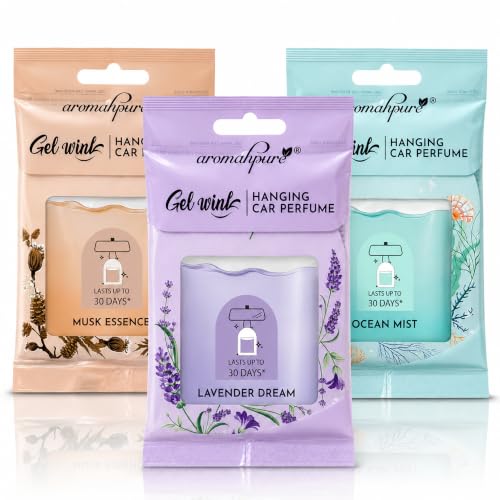 Image of Aromahpure Gel Wink Hanging Car Perfume | Long-Lasting Gel Based Car Air Freshener | Car Accessories | Last Up to 30 Days (Musk-Aqua-Lavender)