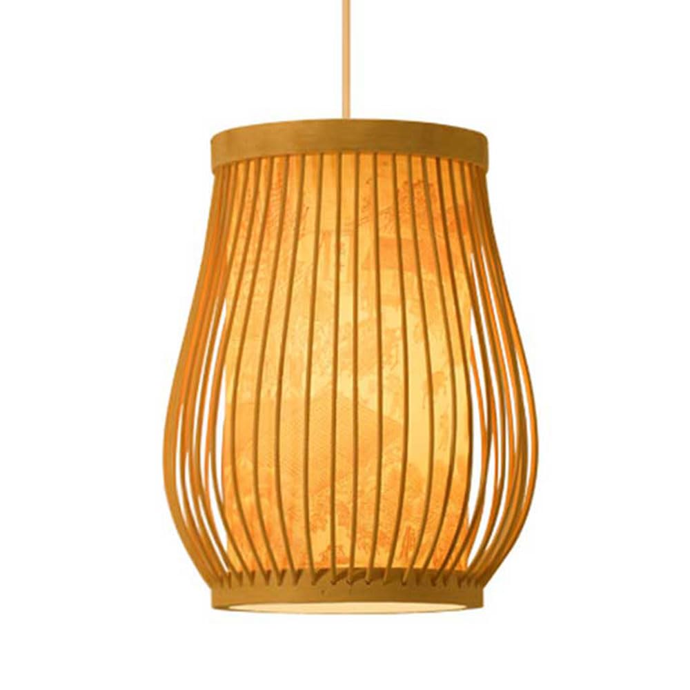 LYMSXAZOU Japanese Bamboo Ceiling Pendant Light Fixtures Adjustable Natural Woven Wooden Chandeliers Rattan Basket Wicker Lampshade Teahouse Dining Lamp Hanging Room Bedroom Bedside