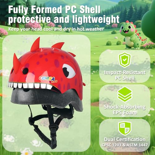 Image of Kids Toddler Bike Helmet, Adjustable and Multi-Sport for Child Boys and Girls, 2 Sizes