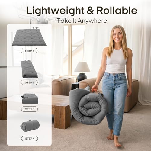 Image of ZonLi Japanese Floor Futon Mattress Full Size 75 inchx 54 inch, 100% Cotton Cover 2.5 inch Thicken Tatami Mattress, Foldable Sleeping Pad, Portable Dormitory Tatami Mat, Roll Up Floor Lounger Bed for Adult