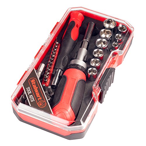 Ratcheting Screwdriver with 41 Piece Bit and Socket Set - Stubby Handle Multitool