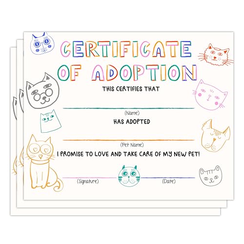Cat Adoption Certificate for Cats & Kids, Party Supplies 27