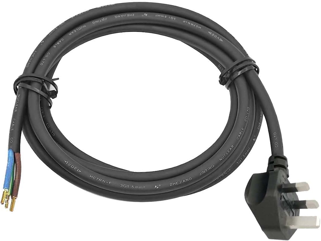 5m/16.4ft AC Power Cable H07RN-F 3x1,5mm, Rubber Connection Cable, VDE Certificate, AC Cable with UK Plug for Microinverters APsystems Hoymiles Deye Envertech 5 Meters