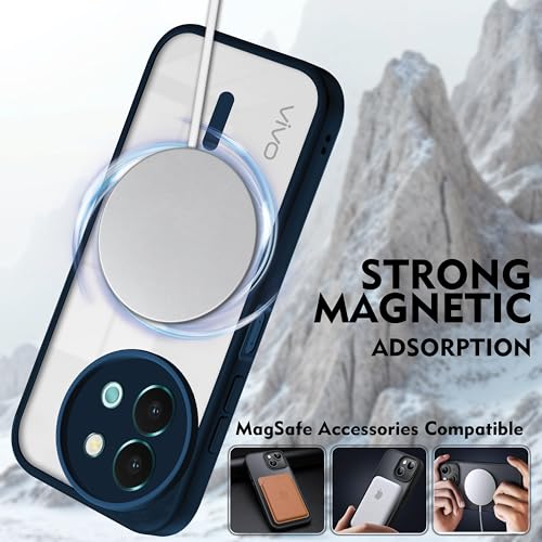 Image of V-TAN Back Cover for Vivo T3X 5G | TPU | Transparent Crystal Clear Magnetic Case Compatible with T3X | Camera Protective Shockproof Mobile Cover Design (Blue)