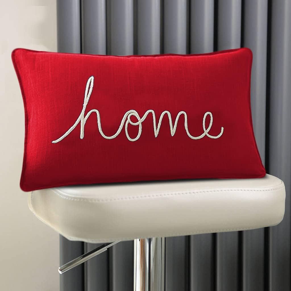 Home Christmas Cushion (18X12 Inches, Red) Christmas Decoration Cushion, Xmas Throw Pillow, Best Gift for Xmas, Cozy Accent Pillow
