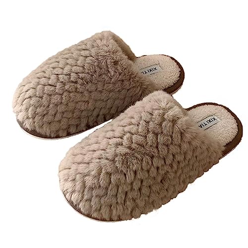 Image of QSKPC Women's fuzzy memory foam slippers Women's cute animal slippers Indoor and outdoor plush slippers Bedroom slippers Home shoes