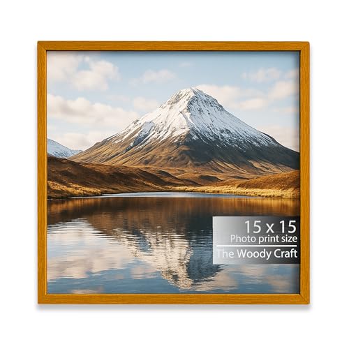 Image of Square Frame 15x15 Inch | Orange Photo Frame For Wall | Stylish Wall Frame | Wooden Photo Frame For Modern Interiors | Elegant Big Photo Frames For Wall | Ideal Photo Frame For Birthday Gift
