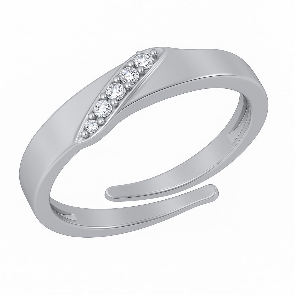 Pure 925 Sterling Silver Rings for Women, Stylish Ladies Anguthi - Ring for Girlfriend, Chandi Ki Band for Women, Silver Rings for Girls - Adjustable Size-image-28