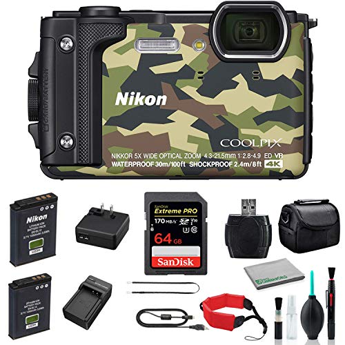 Nikon COOLPIX W300 Waterproof Underwater Digital Camera Bundle with 64GB Memory Card +