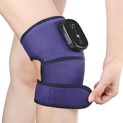 VIDECOR Soporte de Rodilla Calefactable con Vibraciones, Masajeador de Rodilla Eléctrico Inalámbrico, 3 Modos de Vibración y Calor, Almohadilla Calefactora para Rodilla, Calentadores Recargables