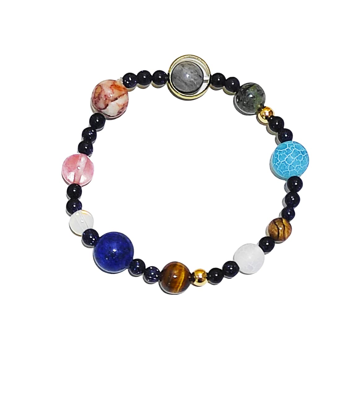 GenericUniverse Planet 4mm Natural Gemstone Lava Stone Bracelet PB2230