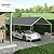 Outsunny 10' x 20' Carport Replacement Top Canopy Cover, UV Resistant and Water Resistant Car Port Portable Garage Tent Cover with Ball Bungee Cords, Dark Gray, Only Cover
