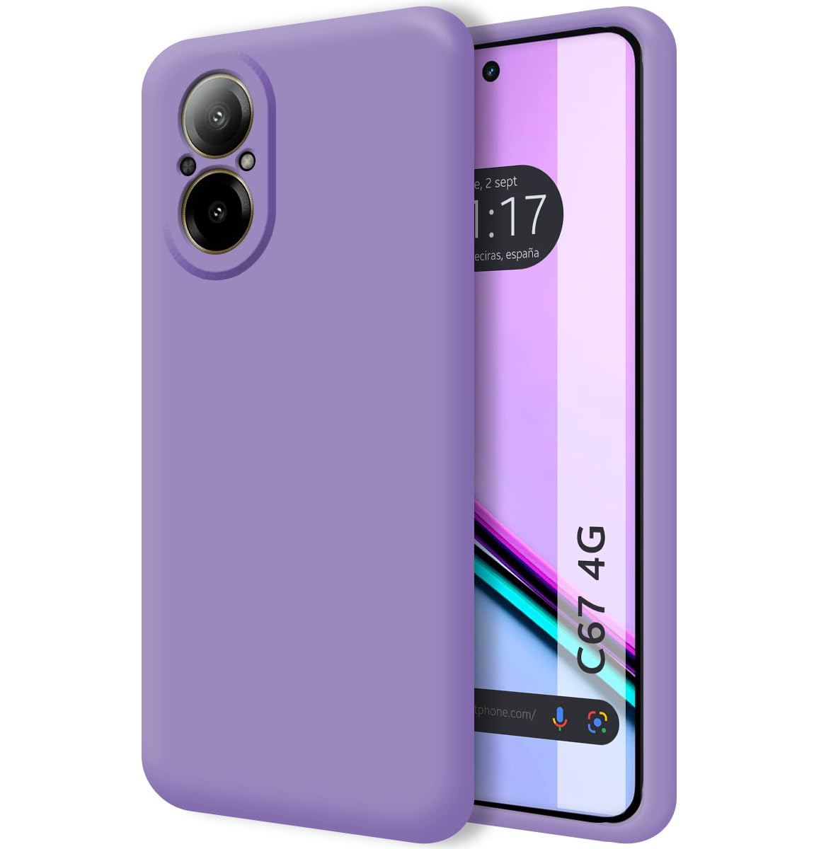 Tumundosmartphone Ultra miękkie płynne silikonowe etui do Realme C67 4G fioletowy kolor