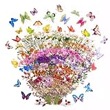 【Nature's Artistry at Your Fingertips】 Ychsring's butterfly floral sticker collection boasts realistic dried pressed flower designs intertwined with vibrant butterflies, exuding elegance and freshness. Perfect for crafts, scrapbook supplies, bullet j...