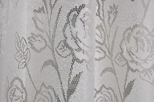 Image of Aroma Brand Tissue Transparent Fancy Sheer Polyester Curtains for Door- Pack of 1 (Door - 7 Feet, White - Rose)