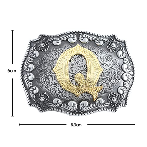 Image of HUABOLA CALYN Belt Buckle Men, Western Cowboy Rodeo Small Alphabet Letter ABCDMRJ to Z Initial Belt Buckles for Women
