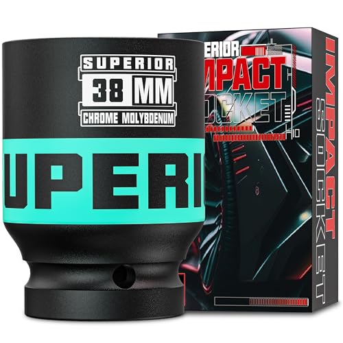 Image of 1 inch Drive Impact Socket, 38 mm Deep Socket, Metric Axle Nut Socket, 6 Point, CR-MO, Automotive, Truck Maintenance, Heavy Equipment Repair