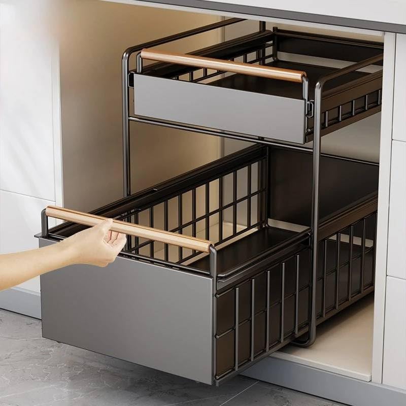 ‚Maximize Under-Sink Space: 2-Tier Pull-Out Kitchen Organizer for Dishes Spices & More ‚¨ Damp-Proof Design-image-8