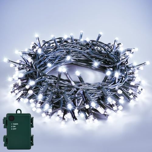 Etopgo Lichterkette Außen Batterie Kaltweiß, 5M 50 LED Lichterketten...