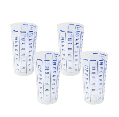 Kit 4 Copos Plásticos Medidores Graduados Transparente 500ml com Bico Graduação de Xícara, Chocolate