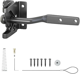 Heavy Duty Fence Self-Locking Gate Latch with Fastener/Automatic Post Mount Wooden Fence Latches for Secure Pool/Yard/Garden