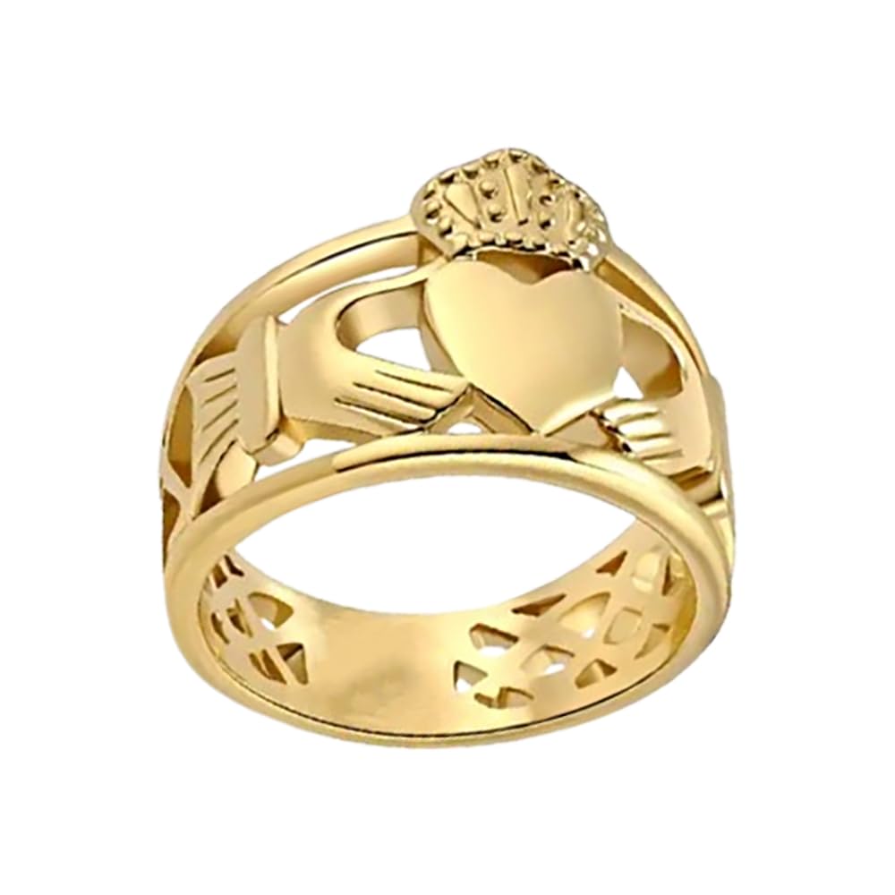 MUUYON10K Gold Claddagh Ring for Women, 10K/14K/18K Solid White Gold 1 Carat Moissanite Claddagh Wedding Band for Her, Celtic Jewelry for Engagement Girls Ladies Women