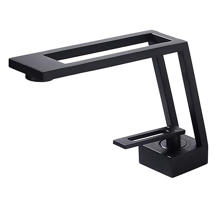 SHUNLI Modern Bathroom Faucet Matte Black Bathroom Sink Faucet, Contemporary Creative Design, Single Hole Faucet Sinlge Handle Lavatory Vanity Mixer Tap, Solid Brass