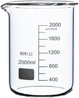 2L Boro 3.3 Glass Graduated Measuring Beaker for Lab or Kitchen