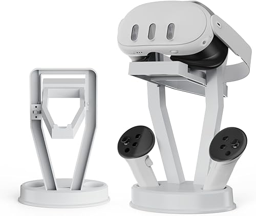 VR Stand,Organizer and Display Stand Compatible with Meta Quest 3PS VR Headset and Touch Controllers (White)