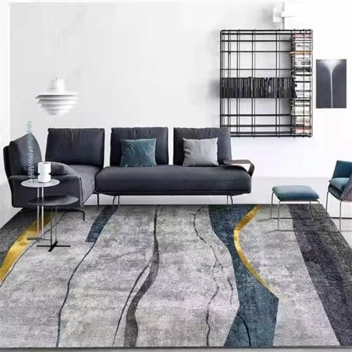 Tapis salle a manger gris et or grand format 180x280cm moderne - 2