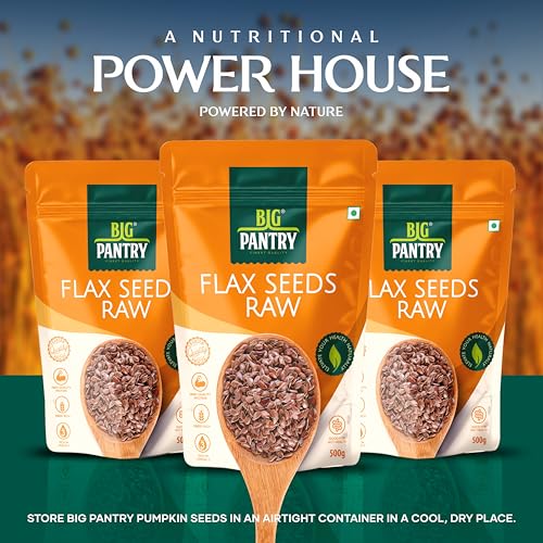 Image of Big Pantry Flax Seeds 500g | Alsi Seeds for Hair, Heart & Skin Health | Rich Source of Protein, Iron, Dietary Fibre & Omega-3 | Raw Flax Seeds for Cholesterol & Weight Management | Pack of 3