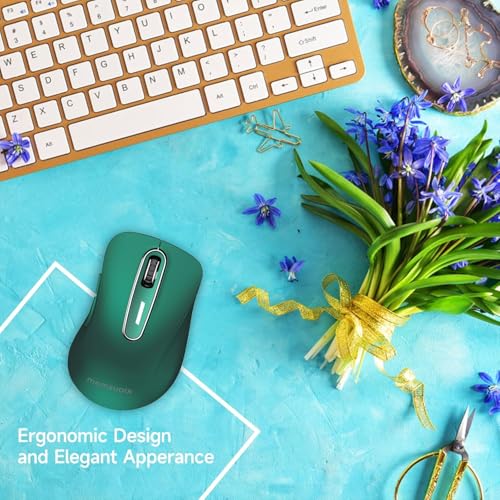 memzuoix Kabellose Maus 2.4GHz, Tragbare Optische Wireless Maus 1400 DPI mit Mini-USB-Empfänger, 5 Tasten und Batteriebetrieb für Laptop, Desktop, MacBook – Grün Dunkel 5