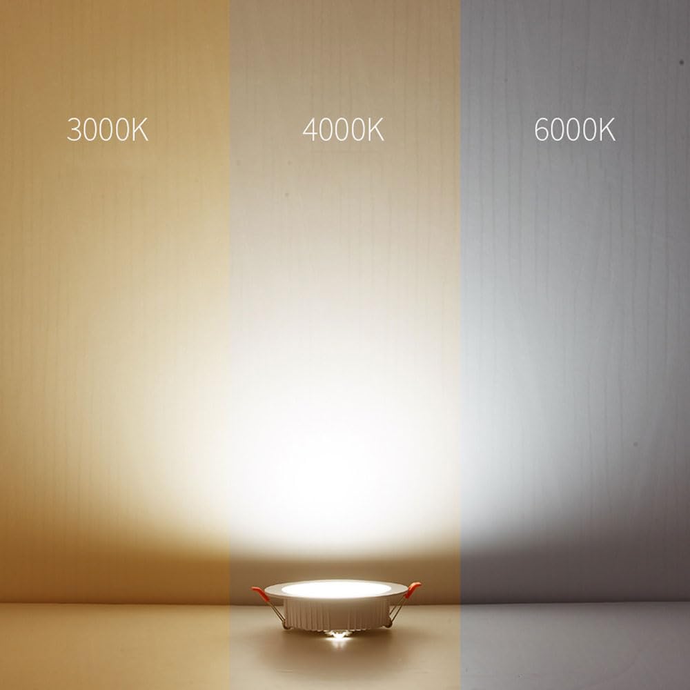 Illuminazione da Incasso a LED, Profilo deflettore, Cri80, 7W, 9W, 12W, 15W, faretto da Incasso a LED Selezionabile 3000K/4000K/6000K, ultrasottile/12W/3000K