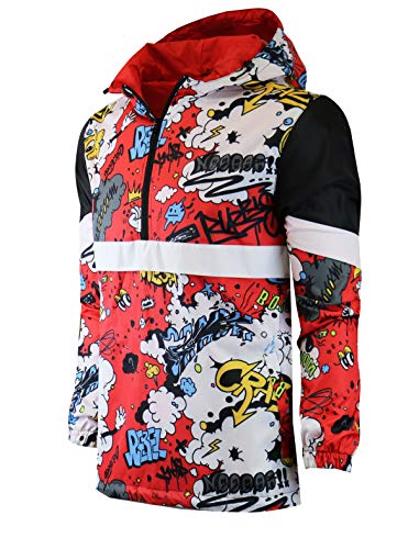 Image of Screenshotbrand Lightweight Hooded Water Resistant Windbreaker - Zip-up Fashion Map Print Rain Jacket