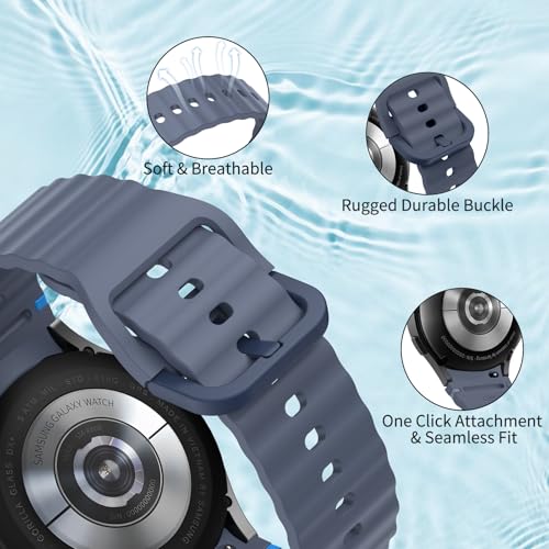 Image of Tobfit Silicone Bands for Samsung Galaxy Watch 7 Strap 40mm 44mm Women Men, 20mm Adjustable Sports Replacement Strap for Galaxy Watch 7 /FE /6 /6 Classic /5 /5 Pro /4 /4 Classic