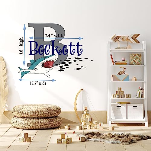 Vinilo decorativo nombre personalizado tiburón tamaño mediano miniatura 2