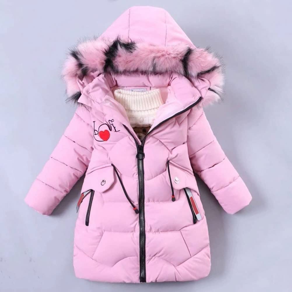 Mädchen Winterjacke mit Abnehmenbarer Fellkapuze Kinder Wintermantel Kälteschutz Warm Verdickte Daunenjacke Daunenmantel Parka…