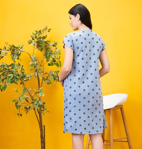 Image of AV2 Women's Cotton All Over Print Midi Maternity Feeding Nighty