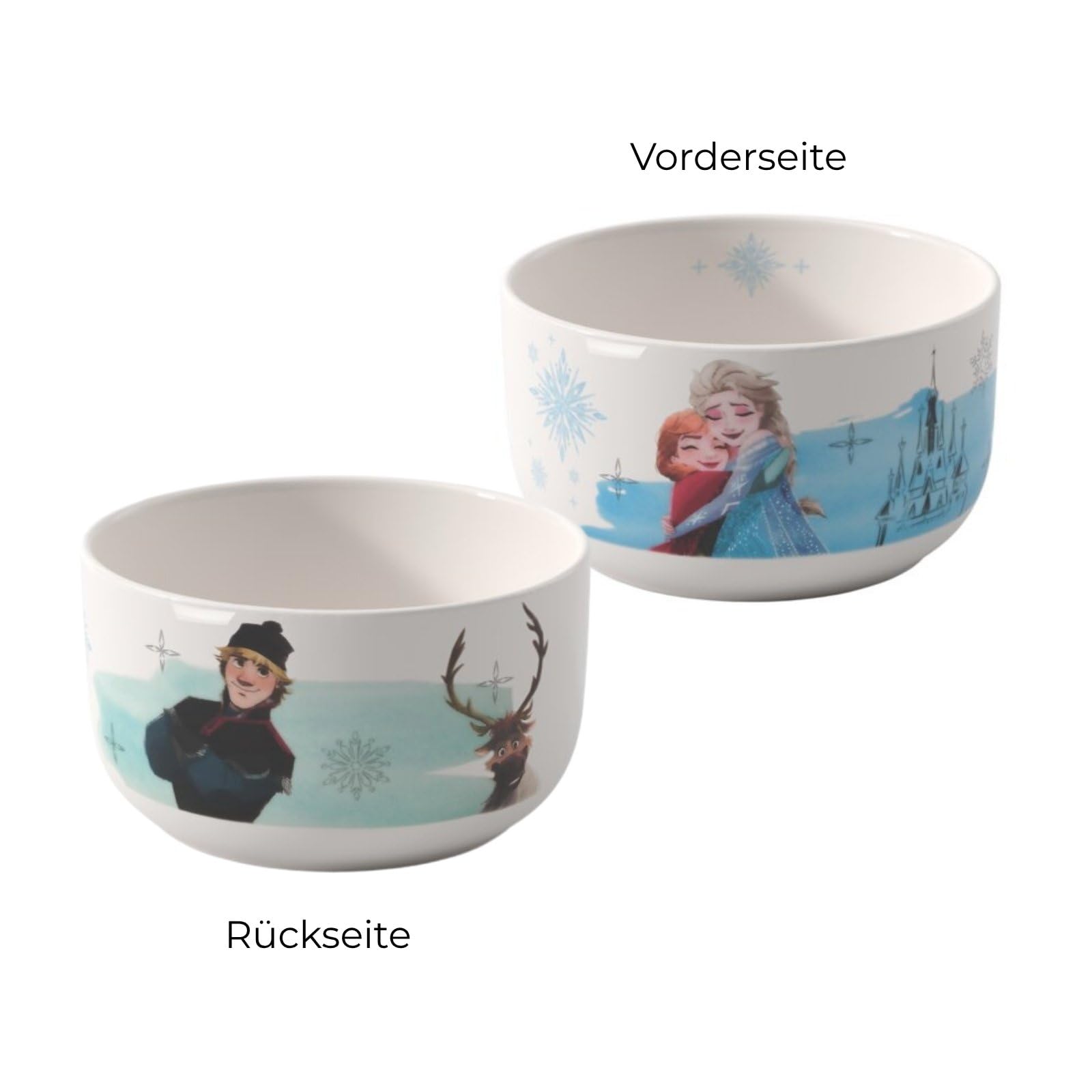 Villeroy & Boch Disney Frozen Kindergeschirr-Set 7-teilig (170 ml) | Kinder-Set mit Disney Elsa & Anna-Motiven, Premium Porzellan, Besteck aus Edelstahl, Spülmaschinenfest