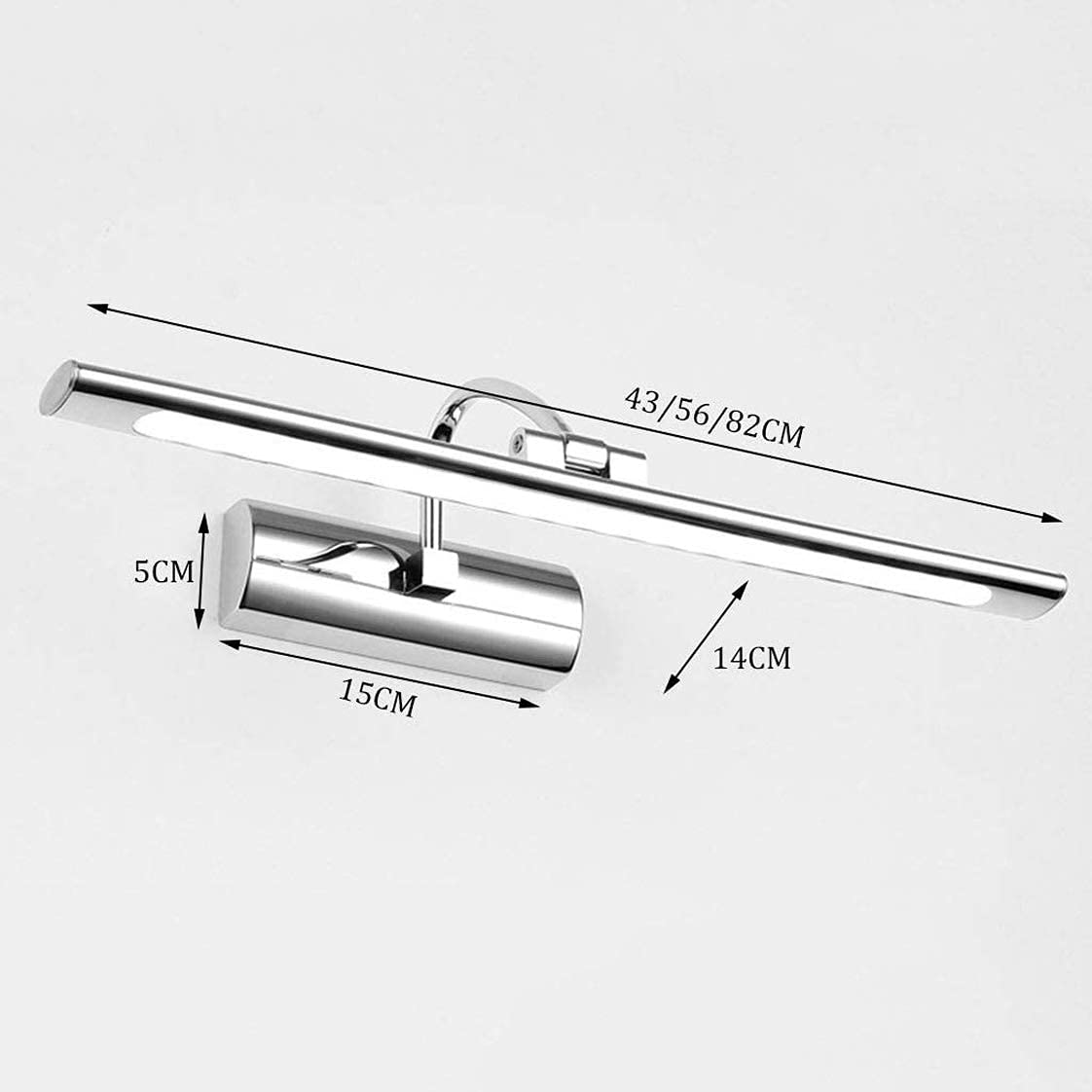 LED-Spiegelleuchte für Badezimmer, wasserdichte, schmale Installation, Wandbeleuchtung aus Edelstahl, kein Flimmern, LED-Schrankleuchte, Wandlampen für Schlafzimmer, warmes Licht, (16 W/82 cm) (warmes