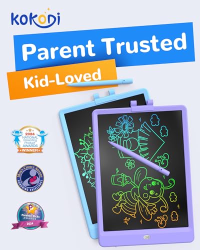 Image of KOKODI LCD Writing Tablet, 10 Inch Colorful Toddler Doodle Board Drawing Tablet, Erasable Reusable Electronic Drawing Pads, Educational and Learning Toy for 3-6 Years Old Boy and Girls(Purple)