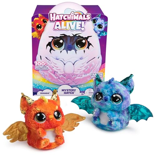 Mystery Hatch 6.5-inch Draggle Electronic Pet with Mist, Lights & Sounds (Styles Vary) - Discover 1 of 2 Draggle Characters in The Big Egg with Unique Sounds & Lights!
