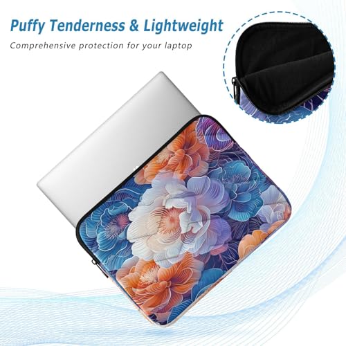 Funda para Laptop 13-14 Pulgadas Azul Naranja Floral miniatura 5