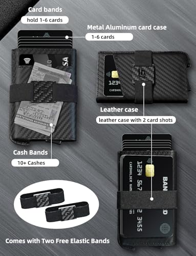 Slim Aluminum Card Holder Wallet, Minimalist Metal Mens Wallet, RFID Blocking Wallet For Men, Pop Up Men's Wallets, Stealth Wallets for Men, 14+ Cards Holder Mens Wallets With 2 Cash Bands2